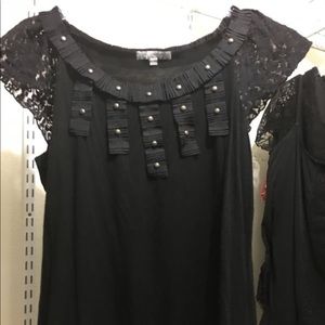 Women’s black lace and studs top